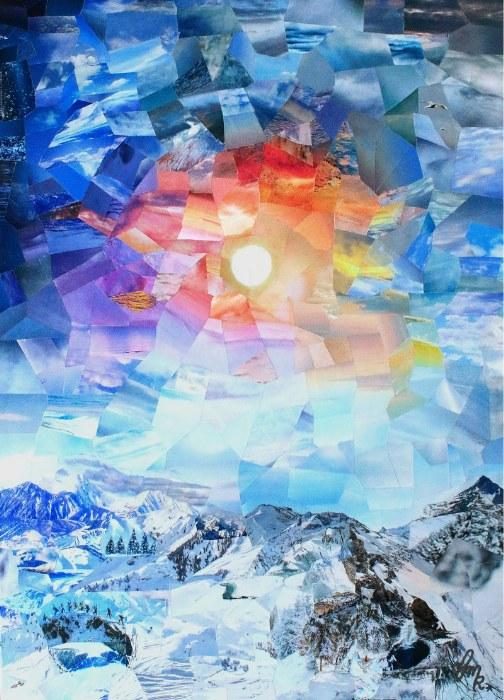 Sonnenuntergang über die Alpen - Bergkunst - Cyrielle Recoura Art